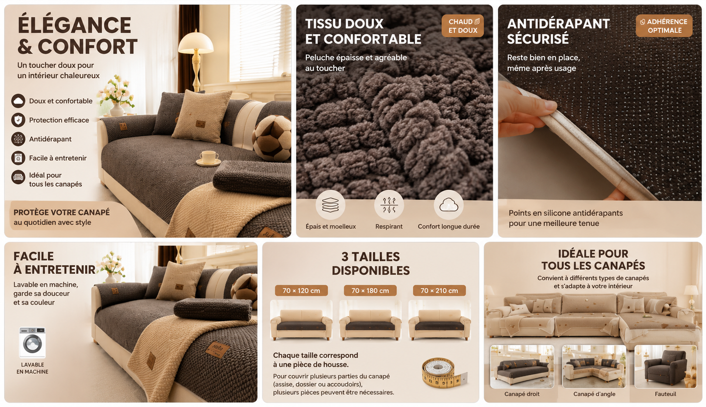 Housse de Canapé Douce & Antidérapante – Confort et Protection
